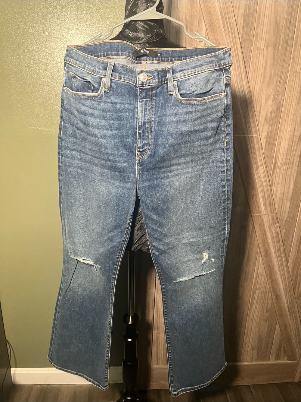 Hudson Barbara High Waist Super Skinny Ankle Jeans Size 32 Light Wash Distressed
